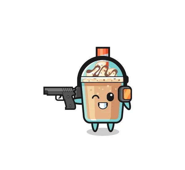 Illustration Milkshake Cartoon Doing Shooting Range Cute Design — Image vectorielle