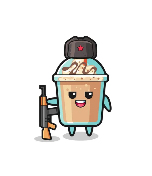 Cute Milkshake Cartoon Russian Army Cute Design — ストックベクタ