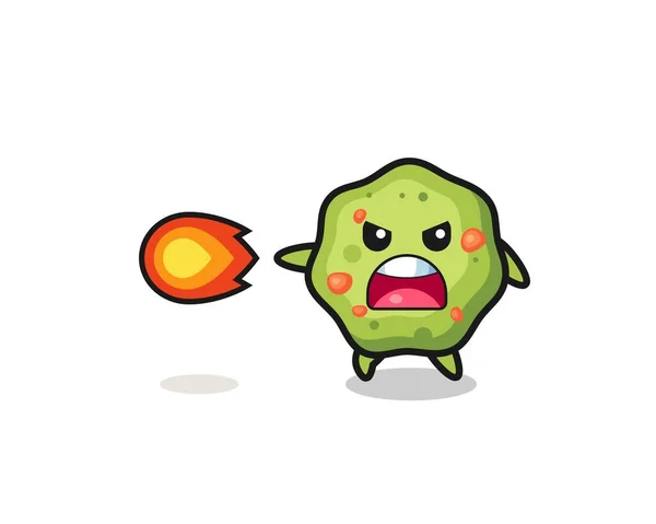 Cute Puke Mascot Shooting Fire Power Cute Design — 图库矢量图片