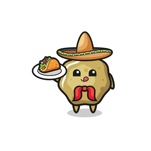 Loose Stools Mexican Chef Mascot Holding Taco Cute Design — Stock vektor