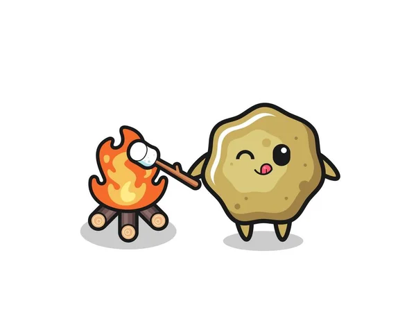 Loose Stools Character Burning Marshmallow Cute Design —  Vetores de Stock