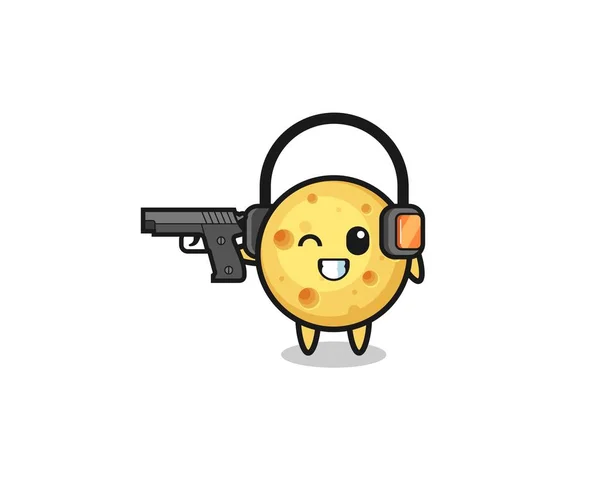 Illustration Cheese Cartoon Doing Shooting Range Cute Design — 图库矢量图片