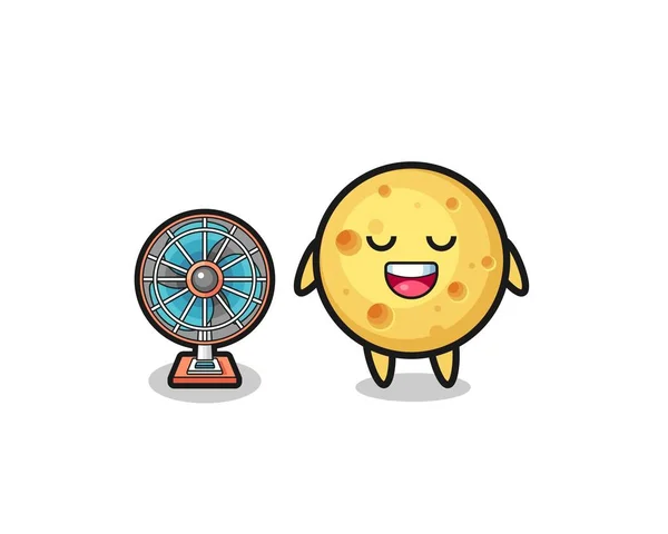 Cute Cheese Standing Front Fan Cute Design — Image vectorielle