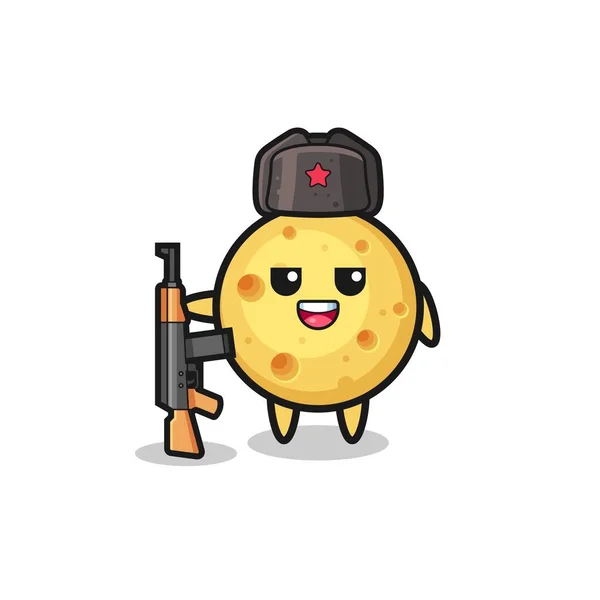 Lindo Ronda Dibujos Animados Queso Como Ejército Ruso Lindo Diseño — Vector de stock