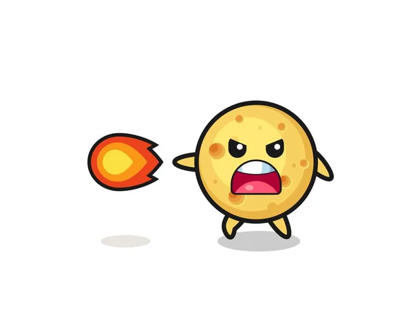 Cute Cheese Mascot Shooting Fire Power Cute Design — 图库矢量图片