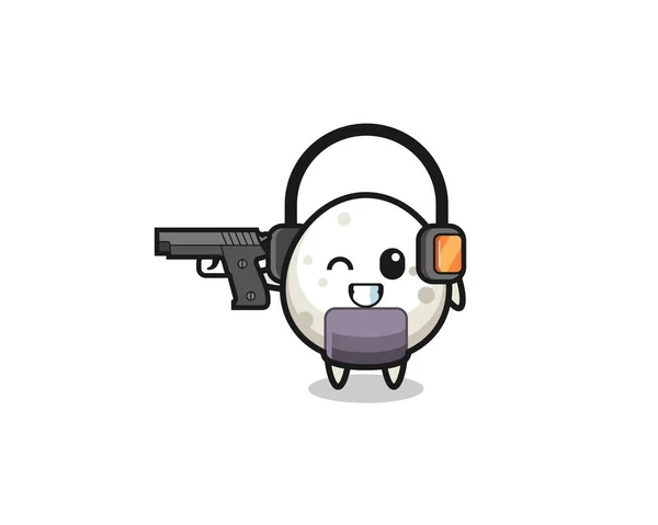 Illustration Onigiri Cartoon Doing Shooting Range Cute Design — Stockový vektor