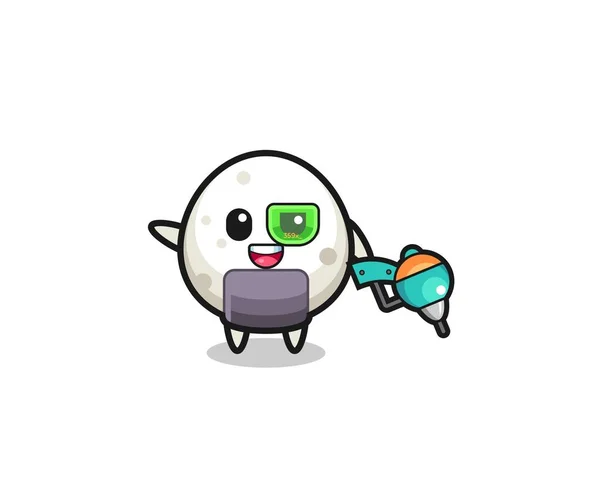 Onigiri Cartoon Future Warrior Mascot Cute Design — стоковый вектор