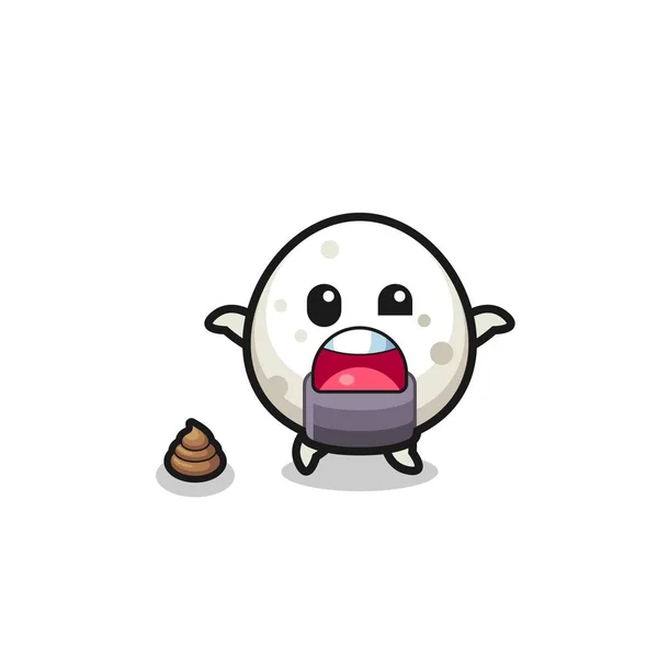 Onigiri Earth Surprised Meet Poop Cute Design — Stockový vektor