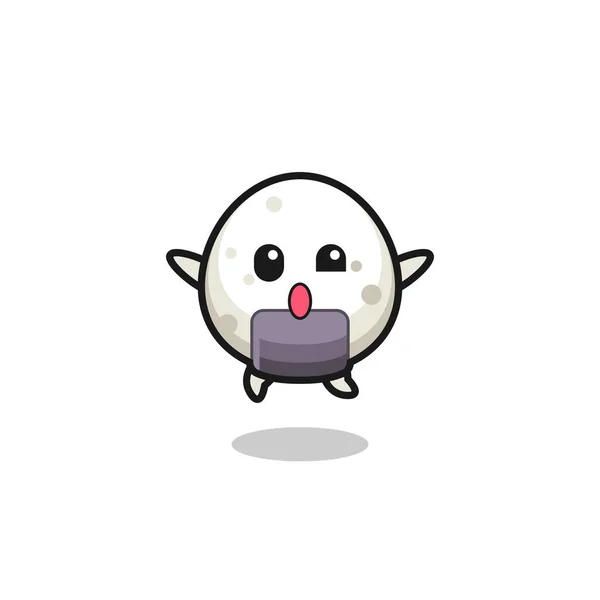 Onigiri Character Jumping Gesture Cute Design — Vettoriale Stock
