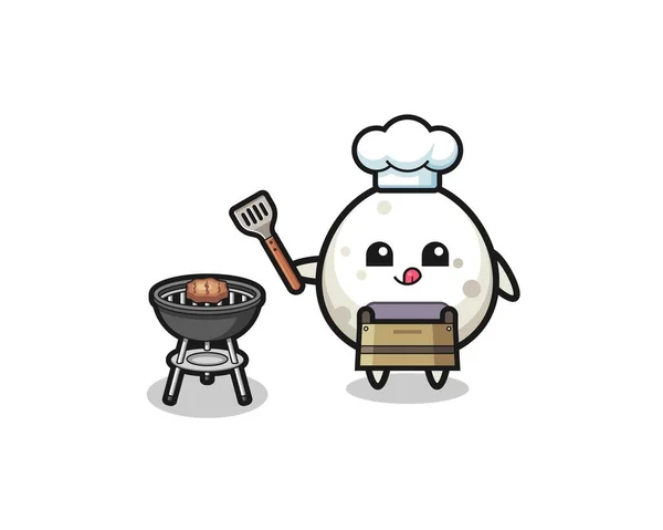 Onigiri Barbeque Chef Grill Cute Design — ストックベクタ