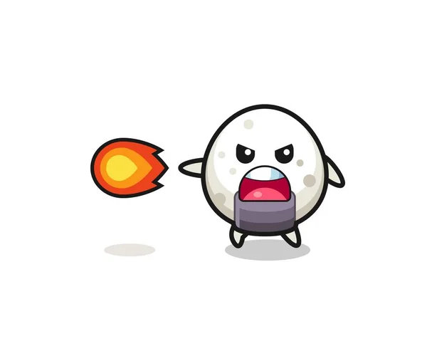 Cute Onigiri Mascot Shooting Fire Power Cute Design — 图库矢量图片