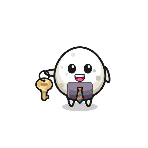 Cute Onigiri Real Estate Agent Mascot Cute Design — Vetor de Stock