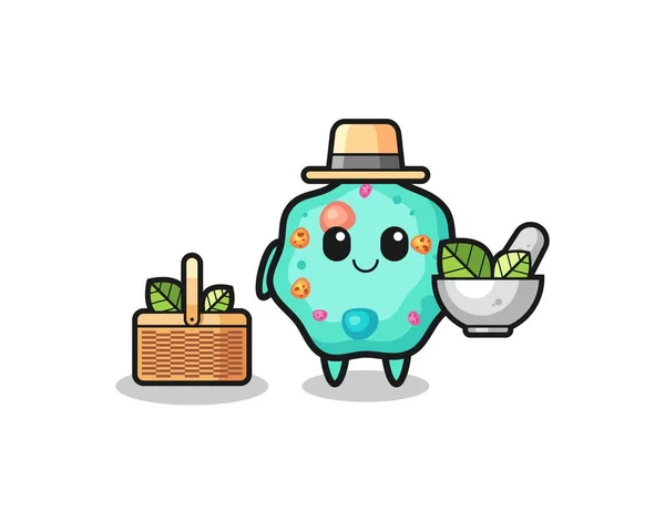 Amoeba Herbalist Cute Cartoon Cute Design — Vetor de Stock