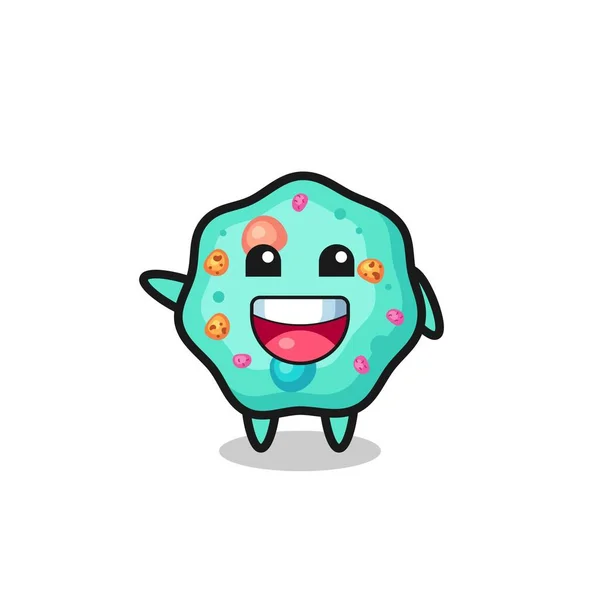 Happy Amoeba Cute Mascot Character Cute Design — Vetor de Stock