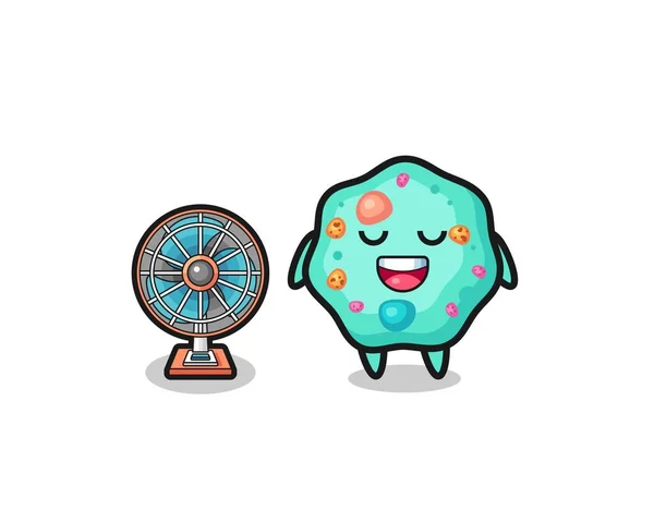 Cute Amoeba Standing Front Fan Cute Design — Vector de stock