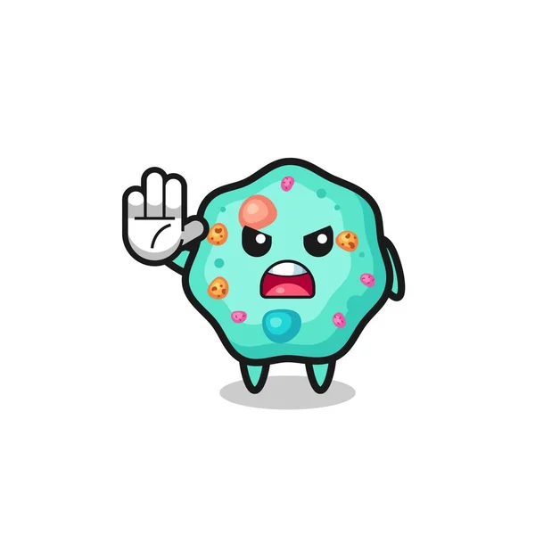 Amoeba Character Doing Stop Gesture Cute Design — Image vectorielle