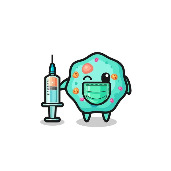 Amoeba Mascot Vaccinator Cute Design — Wektor stockowy