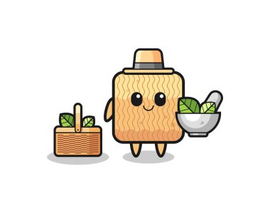 Çiğ erişte, otçul, sevimli karikatür, şirin tasarım.