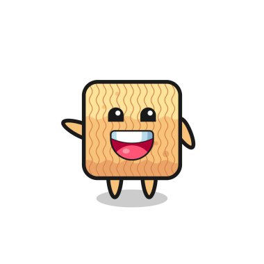 Mutlu çiğ erişte sevimli maskot karakteri, şirin tasarım
