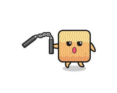 Mınçıka kullanarak çiğ erişte karikatürü, şirin tasarım.