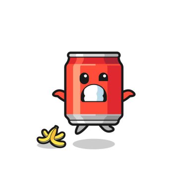 içecek kutusu karikatürü muz kabuğunda kayar, şirin tasarım