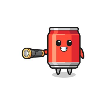 içecek kutusu el feneri tutuyor, şirin tasarım