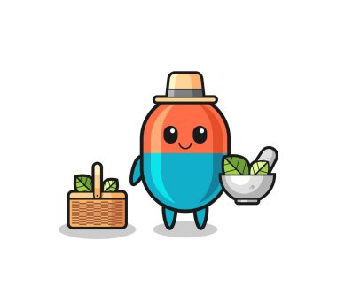 Kapsül bitkibilimci şirin karikatür, şirin tasarım