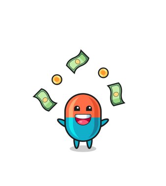 Gökten para düşüren kapsülün çizimi, şirin tasarım.