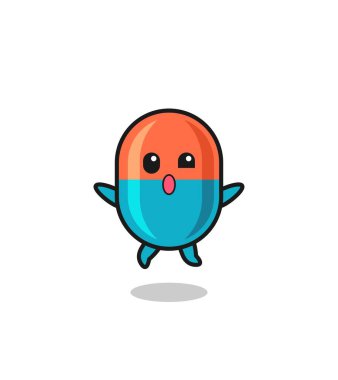 capsule character is jumping gesture , cute design