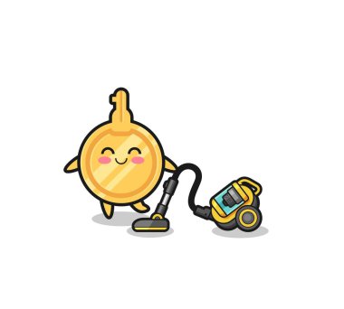 cute key holding vacuum cleaner illustration , cute design