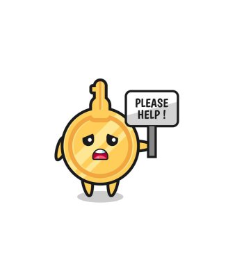 cute key hold the please help banner , cute design