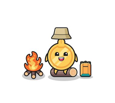 camping illustration of the key cartoon , cute design