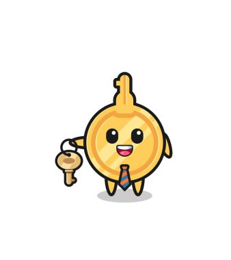 cute key as a real estate agent mascot , cute design