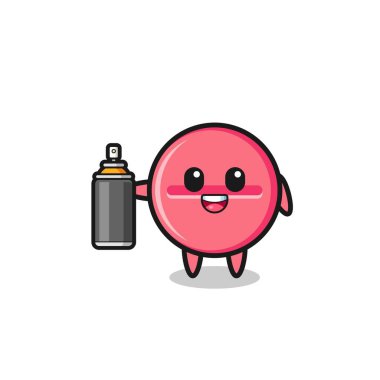 the cute medicine tablet as a graffiti bomber , cute design
