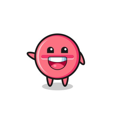 happy medicine tablet cute mascot character , cute design