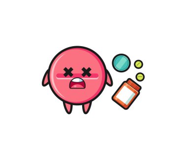 illustration of overdose medicine tablet character , cute design