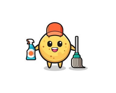 cute potato chip character as cleaning services mascot , cute design