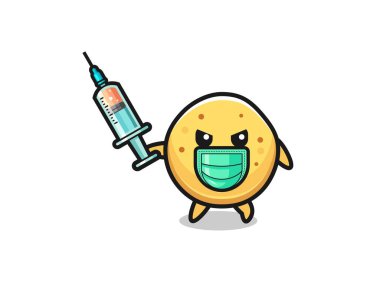 illustration of the potato chip to fight the virus , cute design