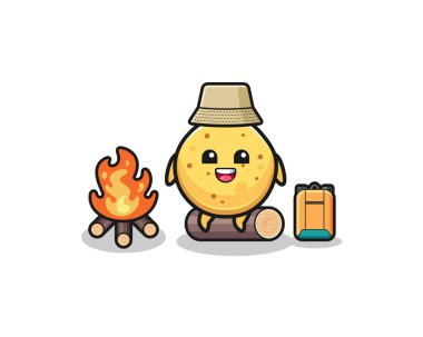 camping illustration of the potato chip cartoon , cute design
