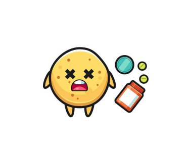 illustration of overdose potato chip character , cute design