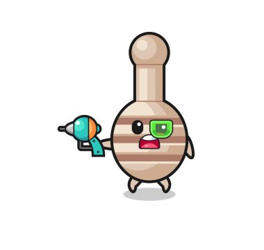 cute honey dipper holding a future gun , cute design