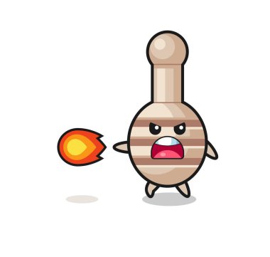 cute honey dipper mascot is shooting fire power , cute design
