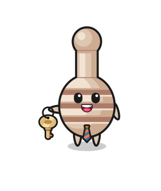 cute honey dipper as a real estate agent mascot , cute design