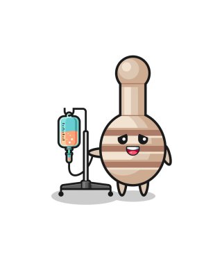 cute honey dipper character standing with infusion pole , cute design
