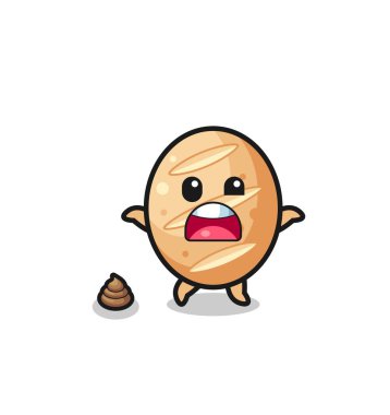 french bread earth surprised to meet poop , cute design