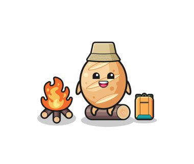 camping illustration of the french bread cartoon , cute design