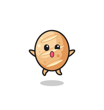 french bread character is jumping gesture , cute design