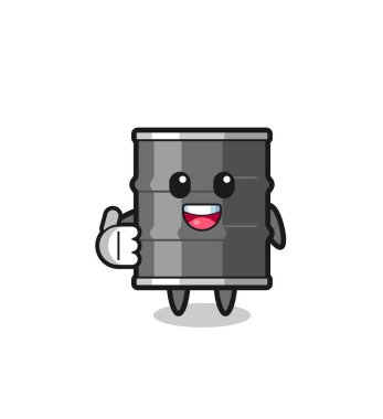 oil drum mascot doing thumbs up gesture , cute design