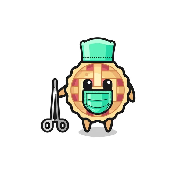 Surgeon Apple Pie Mascot Character Cute Design —  Vetores de Stock