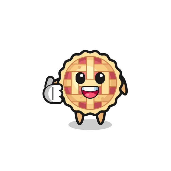 Apple Pie Mascot Doing Thumbs Gesture Cute Design — Stockvector